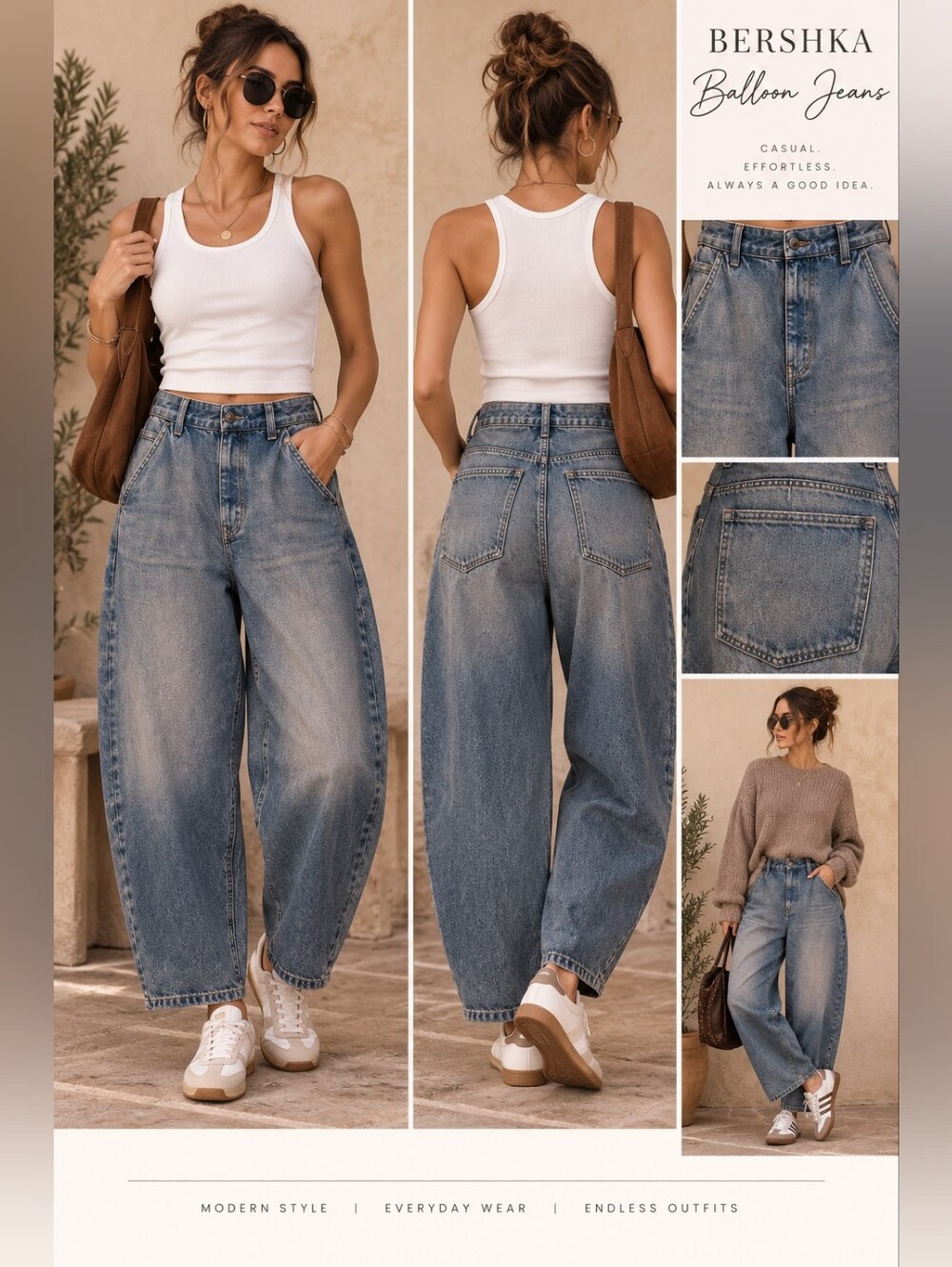 Bershka balloon-leg denim jeans